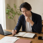 結婚相談所の費用と活動予定を確認する30代の男性