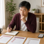 結婚相談所の資料を比較する40代の男性