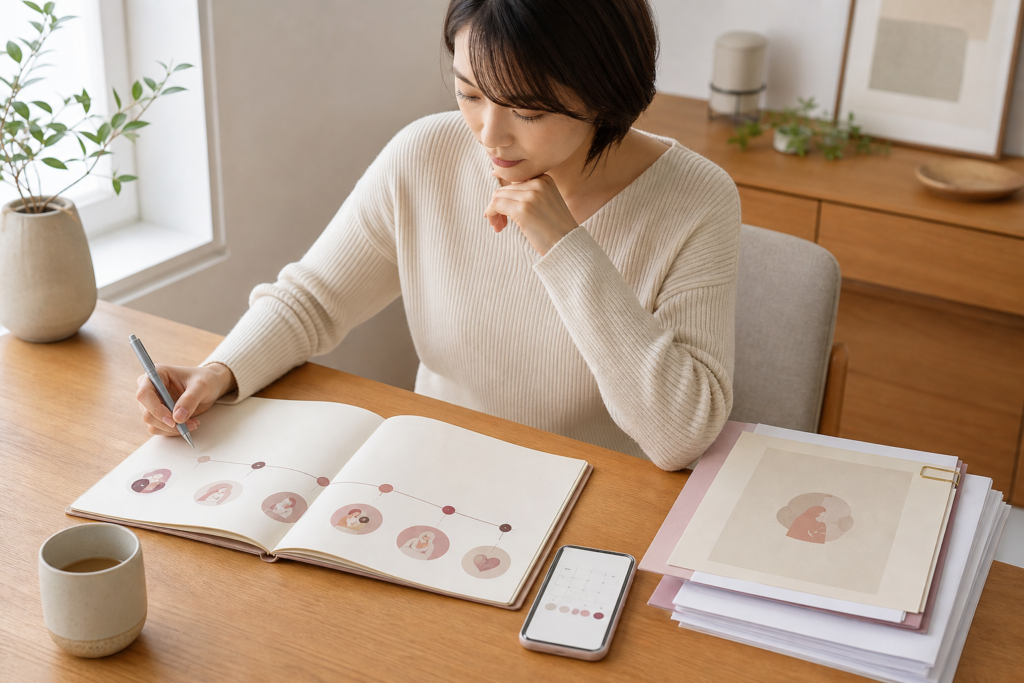 結婚相談所の入会から成婚までの流れを計画する女性