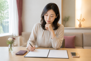 結婚相談所の契約内容を署名前に確認する人