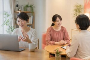 オンライン相談と店舗相談を比較する日本人女性
