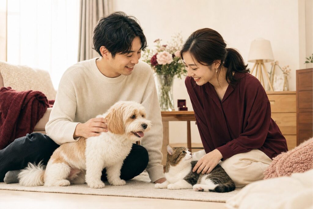 ペット好き同士の婚活を表すイメージ